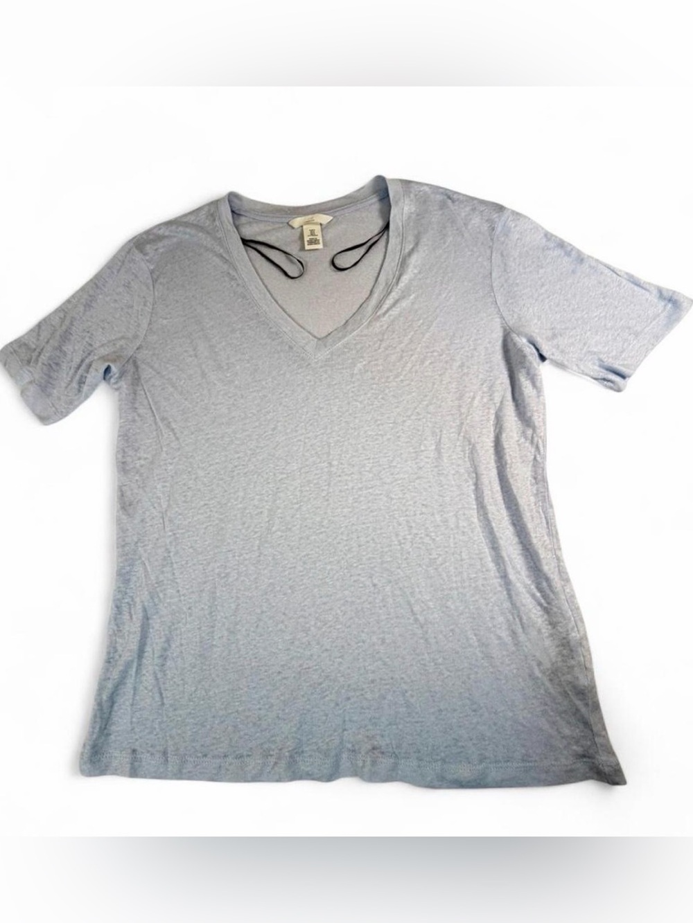 H&M women’s linen Light blue V-Neck T-Shirt